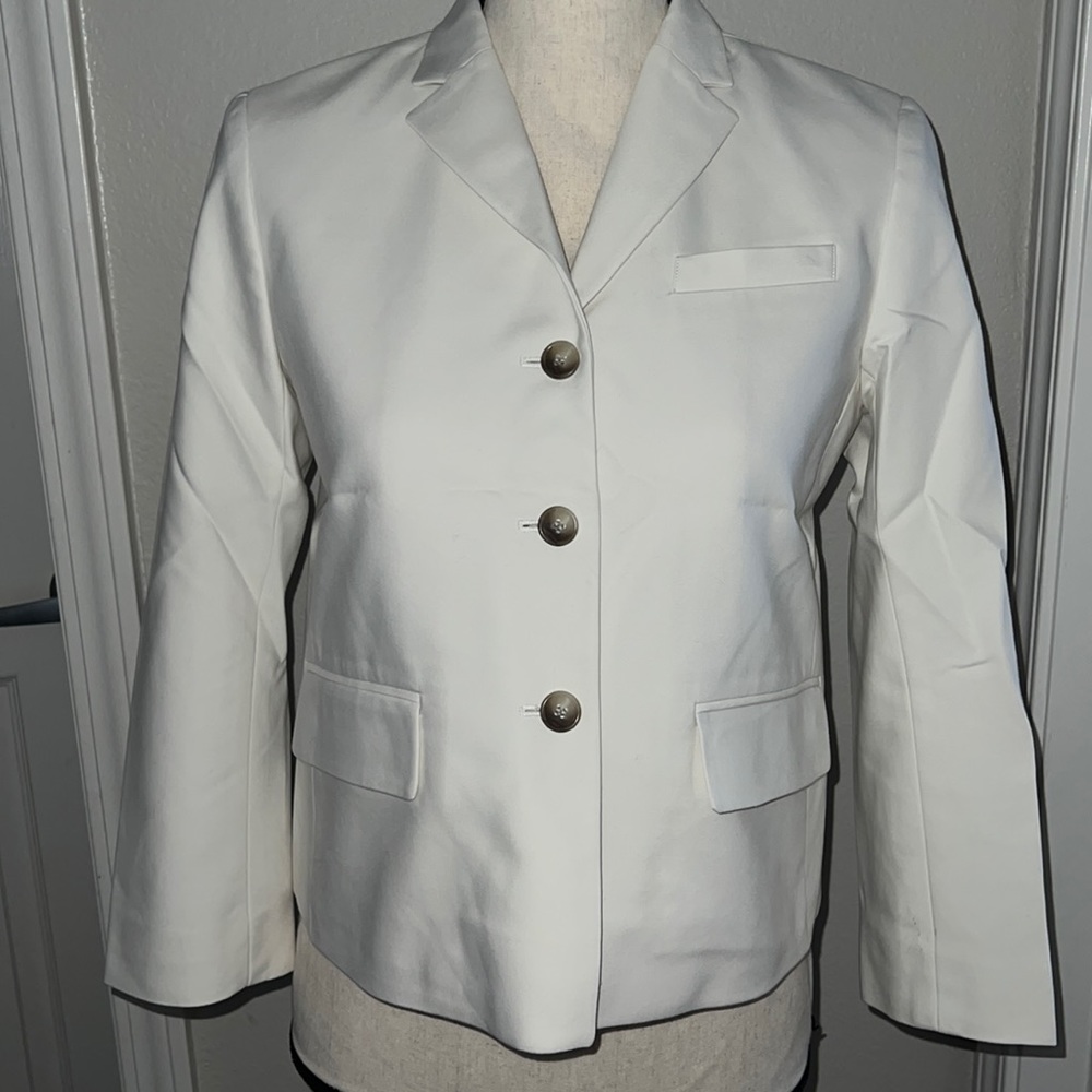 Women Ann Taylor White Button-up Jacket sz 2
